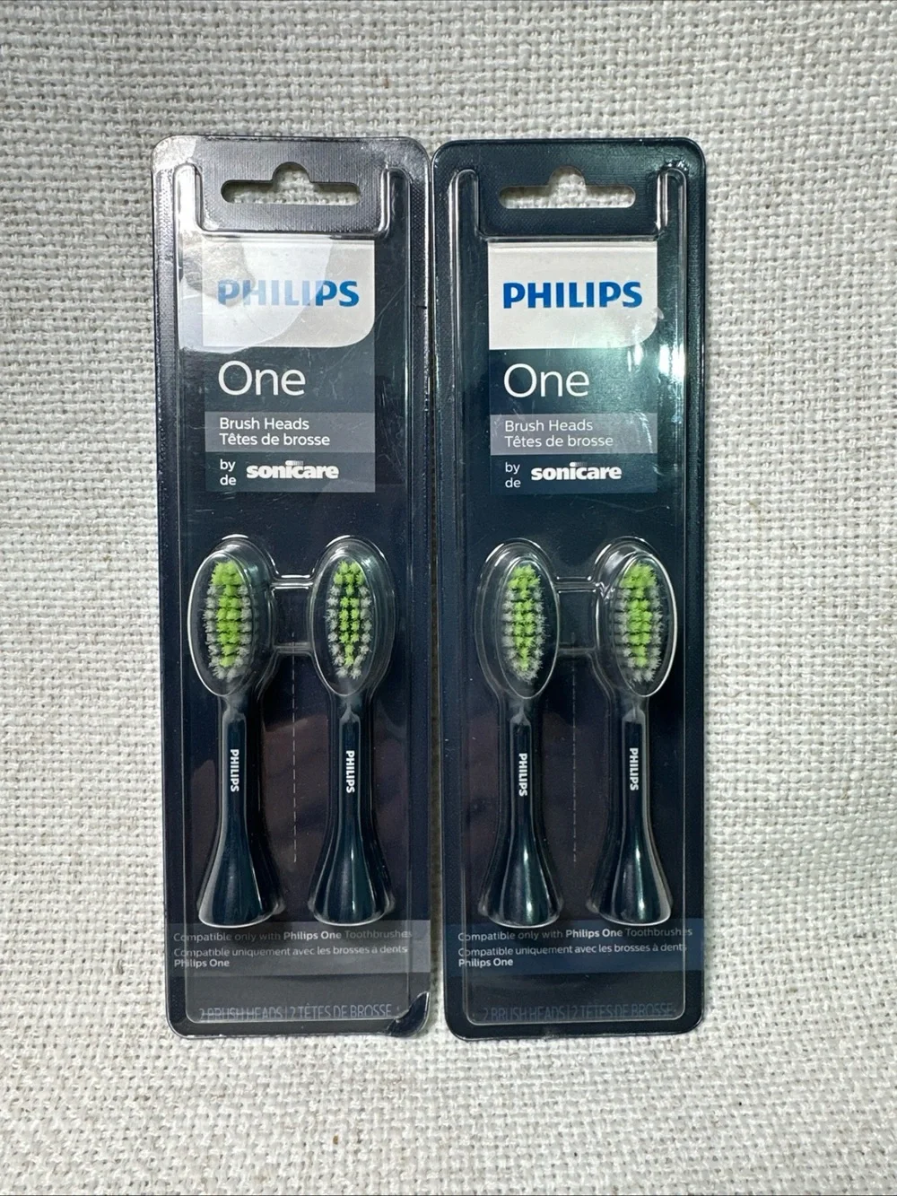 Philips One Replacement Brush Heads — Black Handles with Green Bristles (2-Pack)